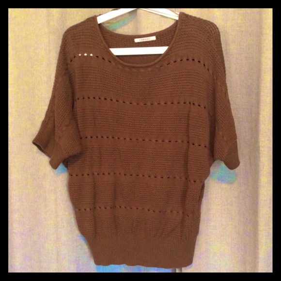 CAMAÏEU Brown Short Sleeves Sweater - Size S/M - Picture 1 of 4